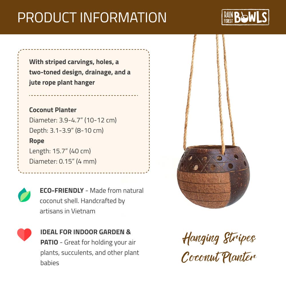 Hanging Stripes Coconut Planter