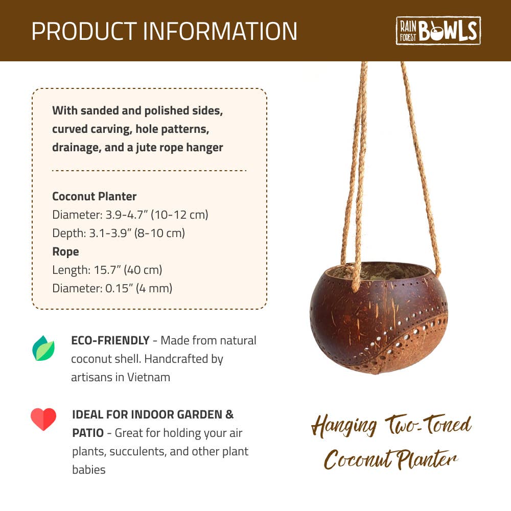 Hanging Two-Toned Coconut Planter