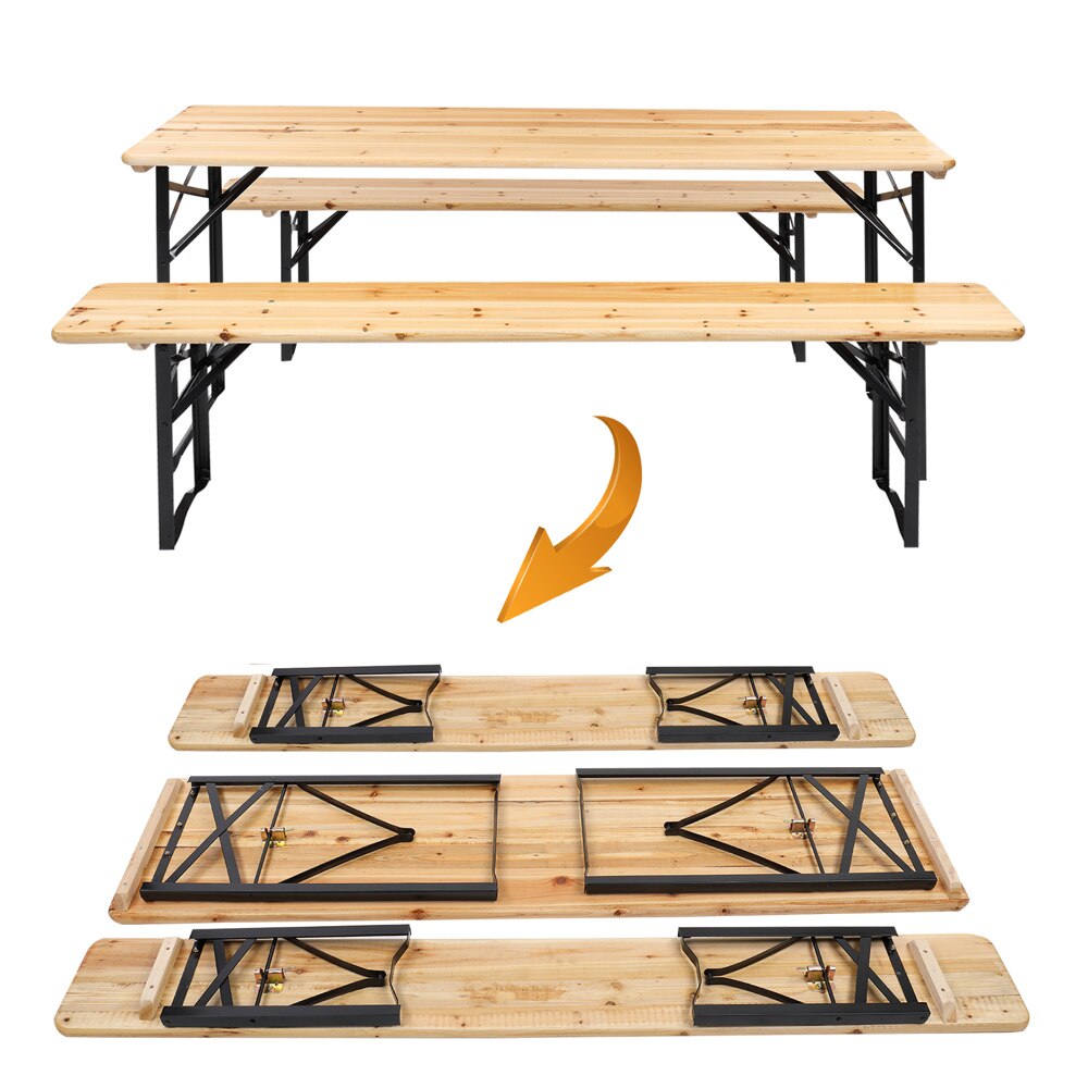 Picnic table and benches folded