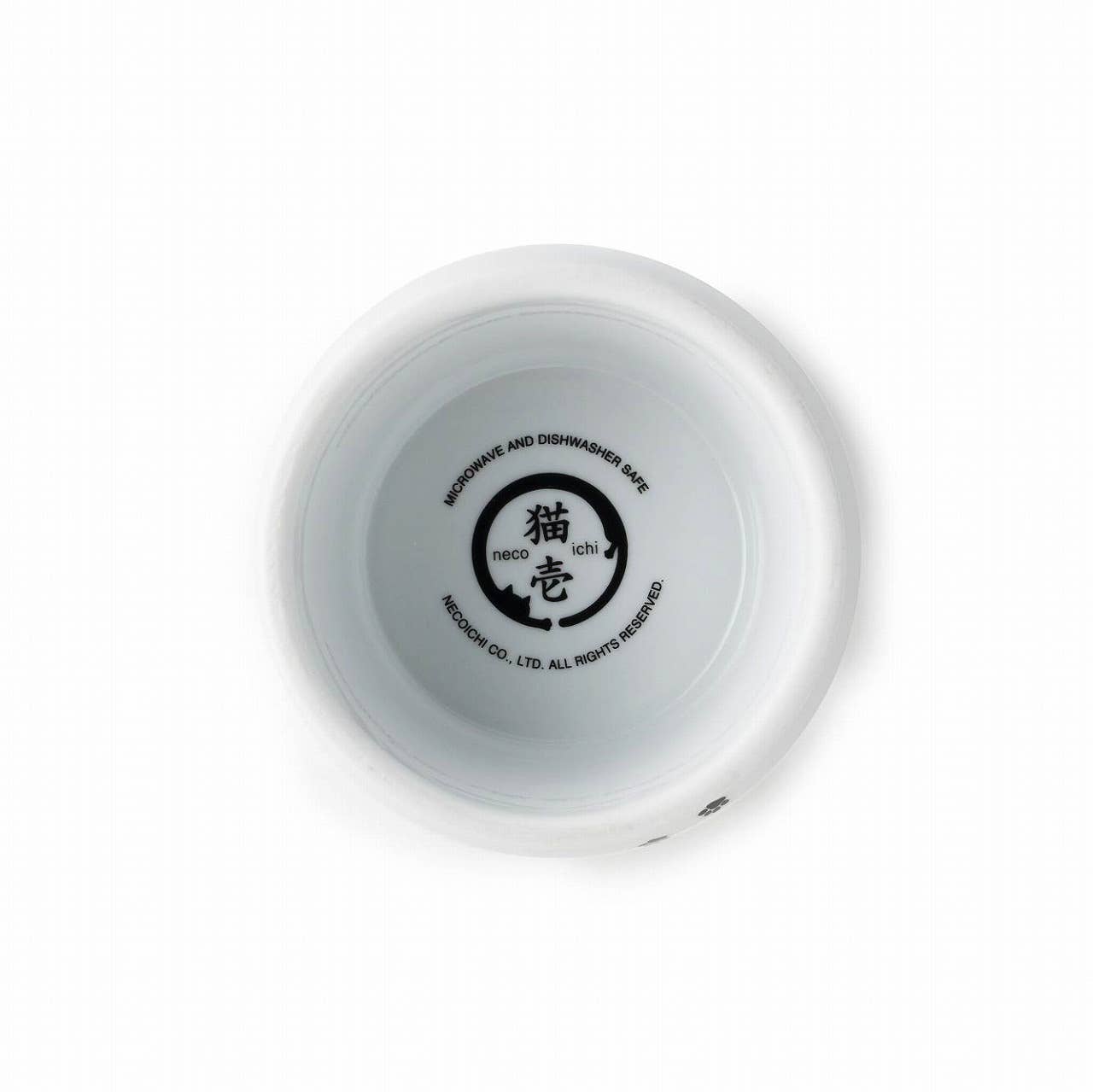White bowl with a black logo on a white background