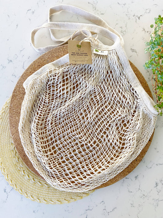 white mesh market bag